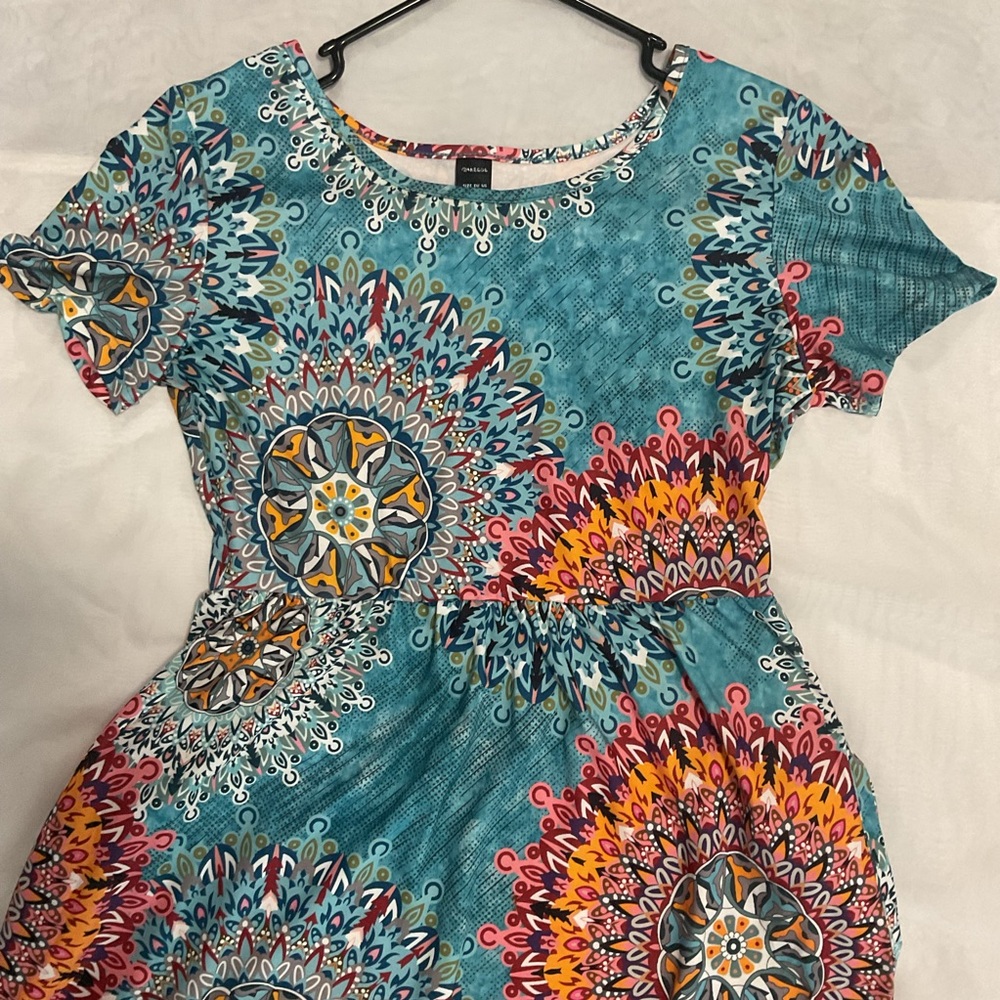 NWOT Empire Waist Short Sleeve Long Dress Pockets Summer Floral Maxi Dress - Picture 5 of 13